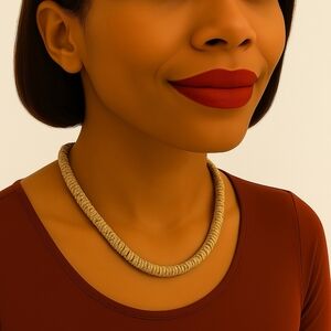 Beige Color Breaded Cord Design Adjustable Tie Necklace, Women's Fashion Jewelry